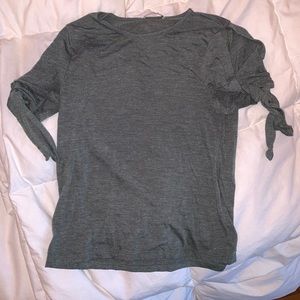 Green T-Shirt with Tie-Up Sleeves